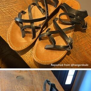 Women’s Black Strappy Leather Sandals